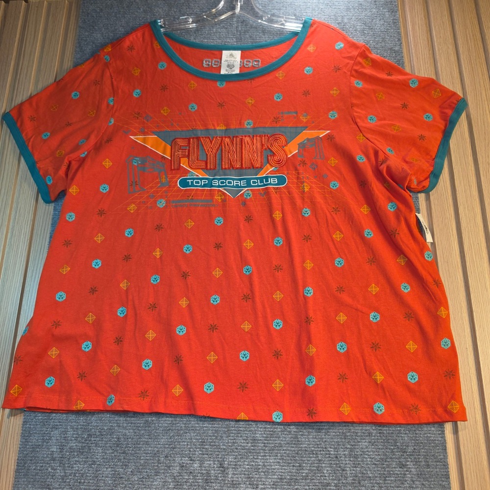 Disney Tron Flynn's Arcade T-Shirt Women 2X Orange New Retro Top Score Club